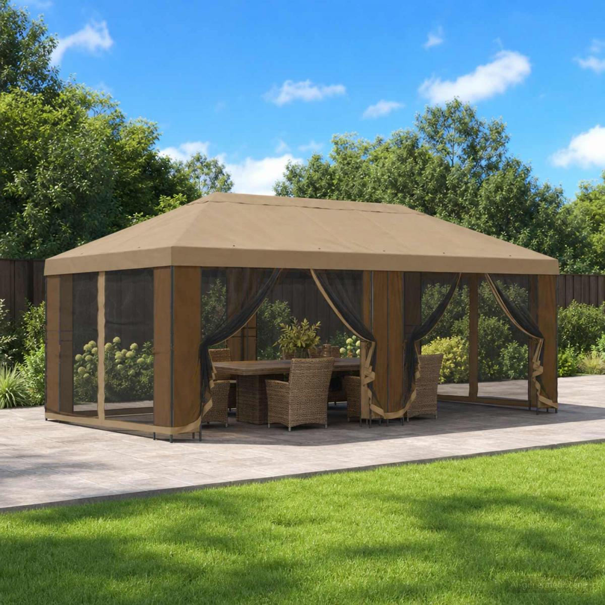 Gazebo de jardín con paredes laterales