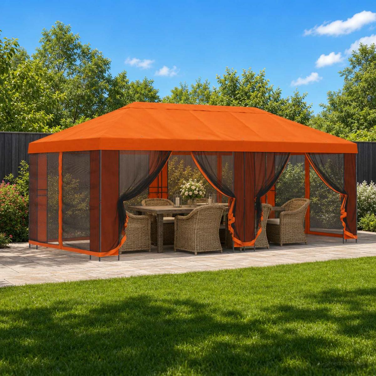 Gazebo de jardín con paredes laterales