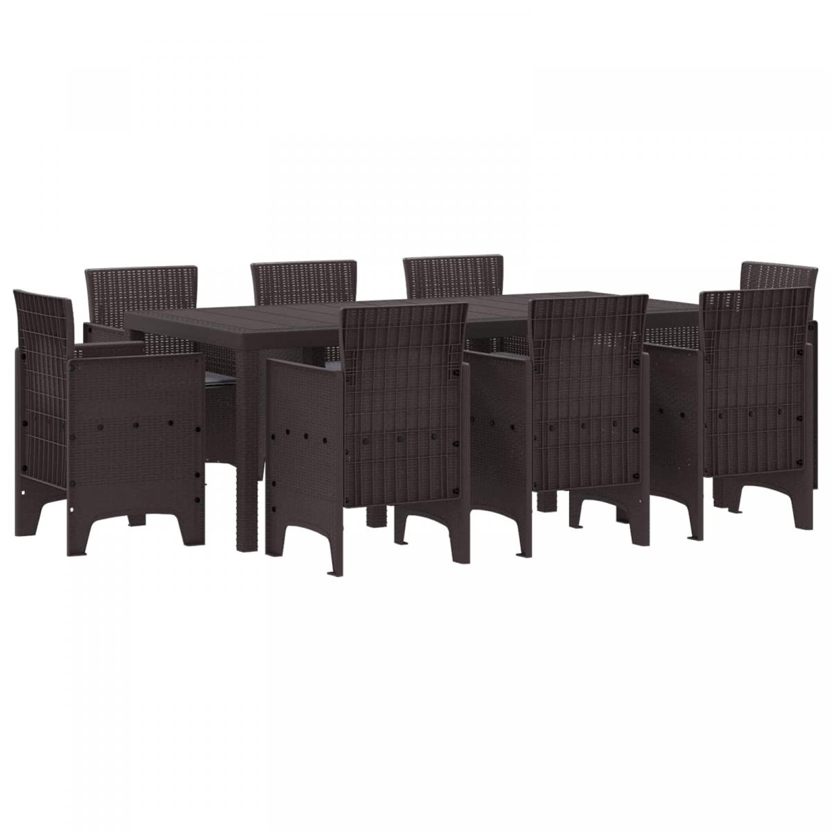 Conjunto de Comedor de Jardín 9 uds. Gris Claro Polipropileno