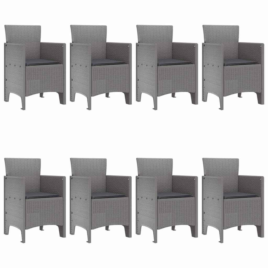 Conjunto de Comedor de Jardín 9 uds. Gris Claro Polipropileno