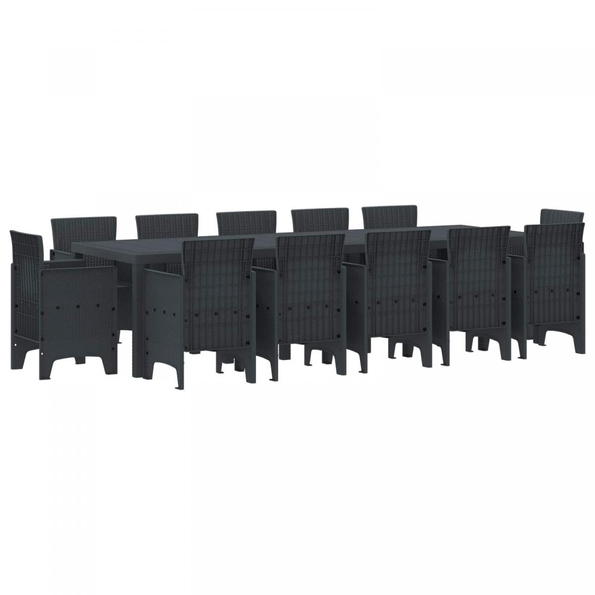 Conjunto de Comedor de Jardín 13 uds. Antracita Plástico