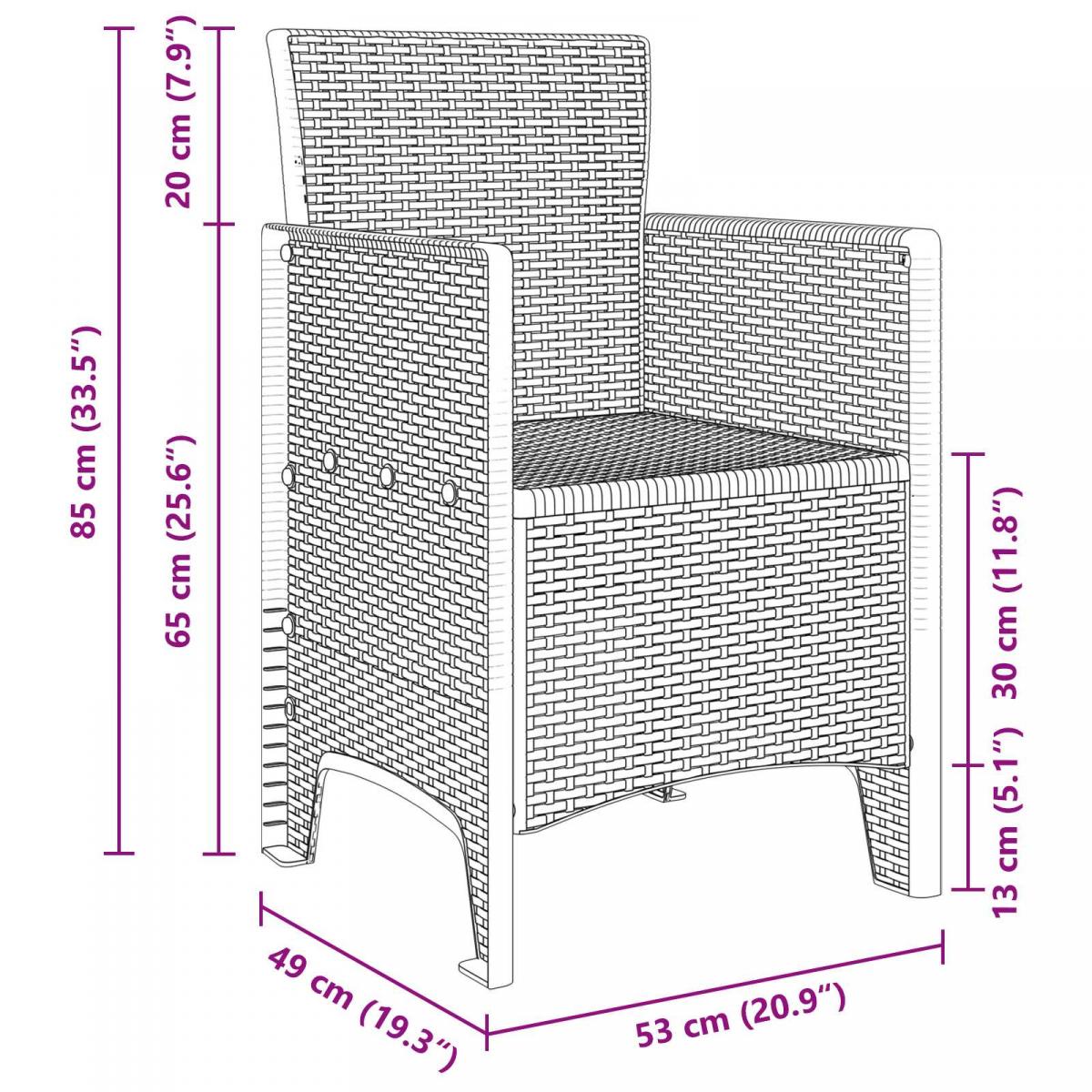 Conjunto de Comedor de Jardín 13 uds. Antracita Plástico