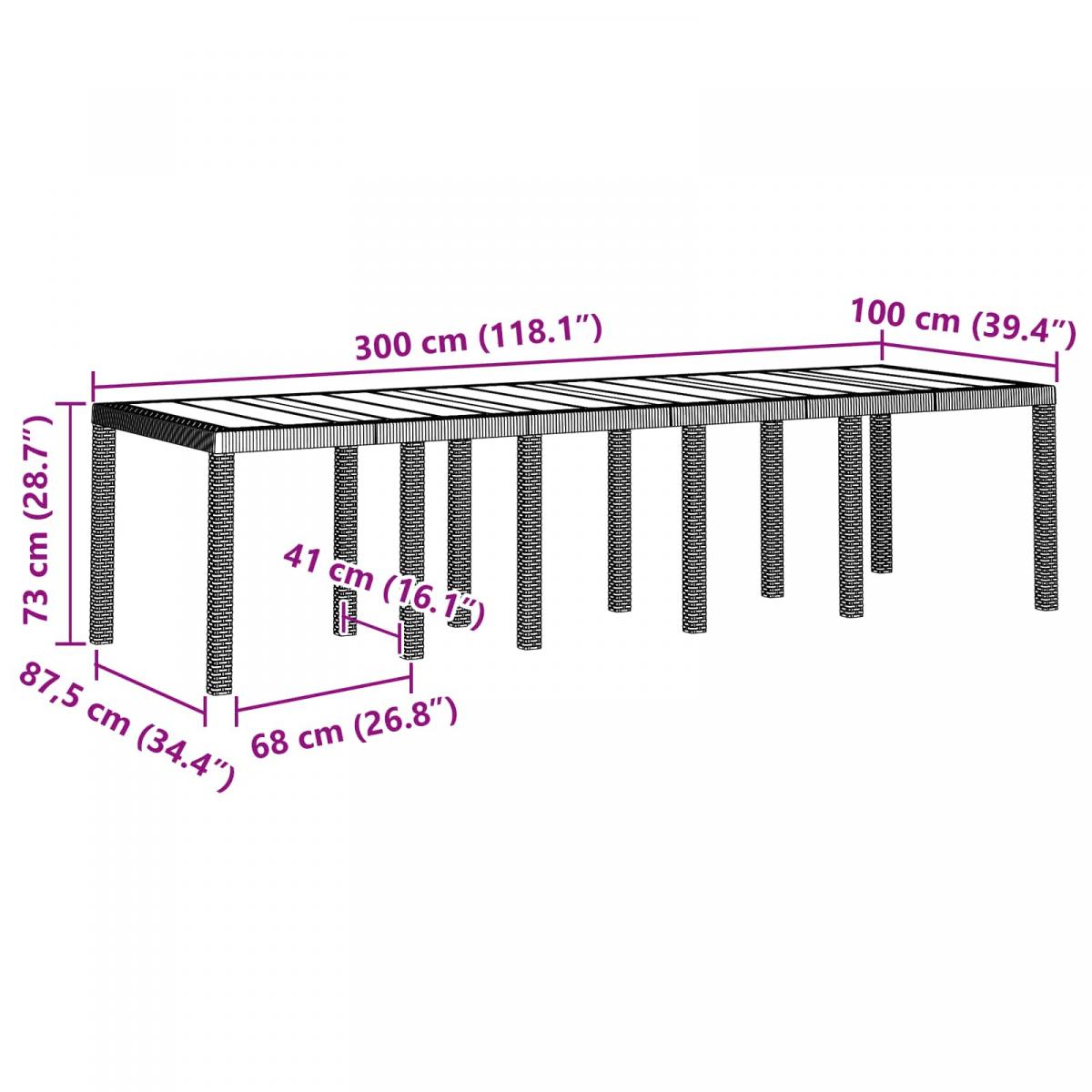 Conjunto de Comedor de Jardín 13 uds. Ratán sintético