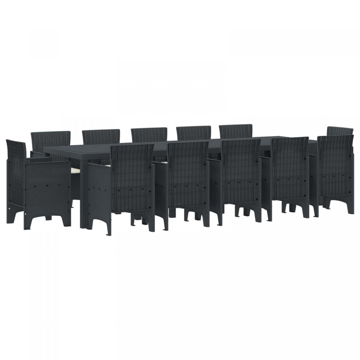 Conjunto de Comedor de Jardín 13 uds. Antracita Polyrattán