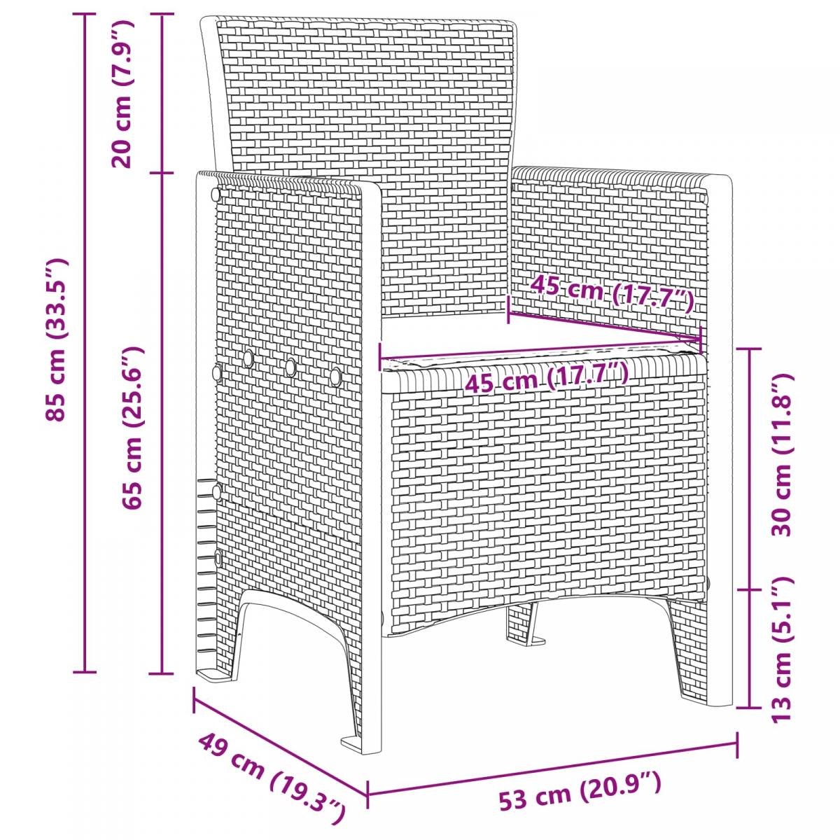 Conjunto de Comedor de Jardín 13 uds. Antracita Polyrattán