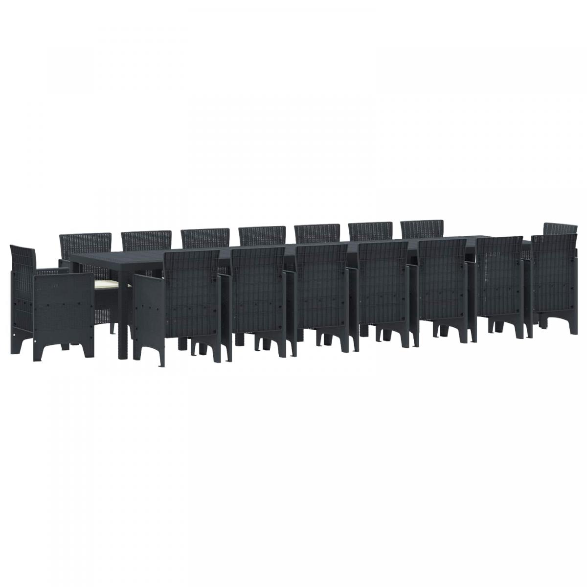 Conjunto de comedor de jardín con cojines 17 uds. PP