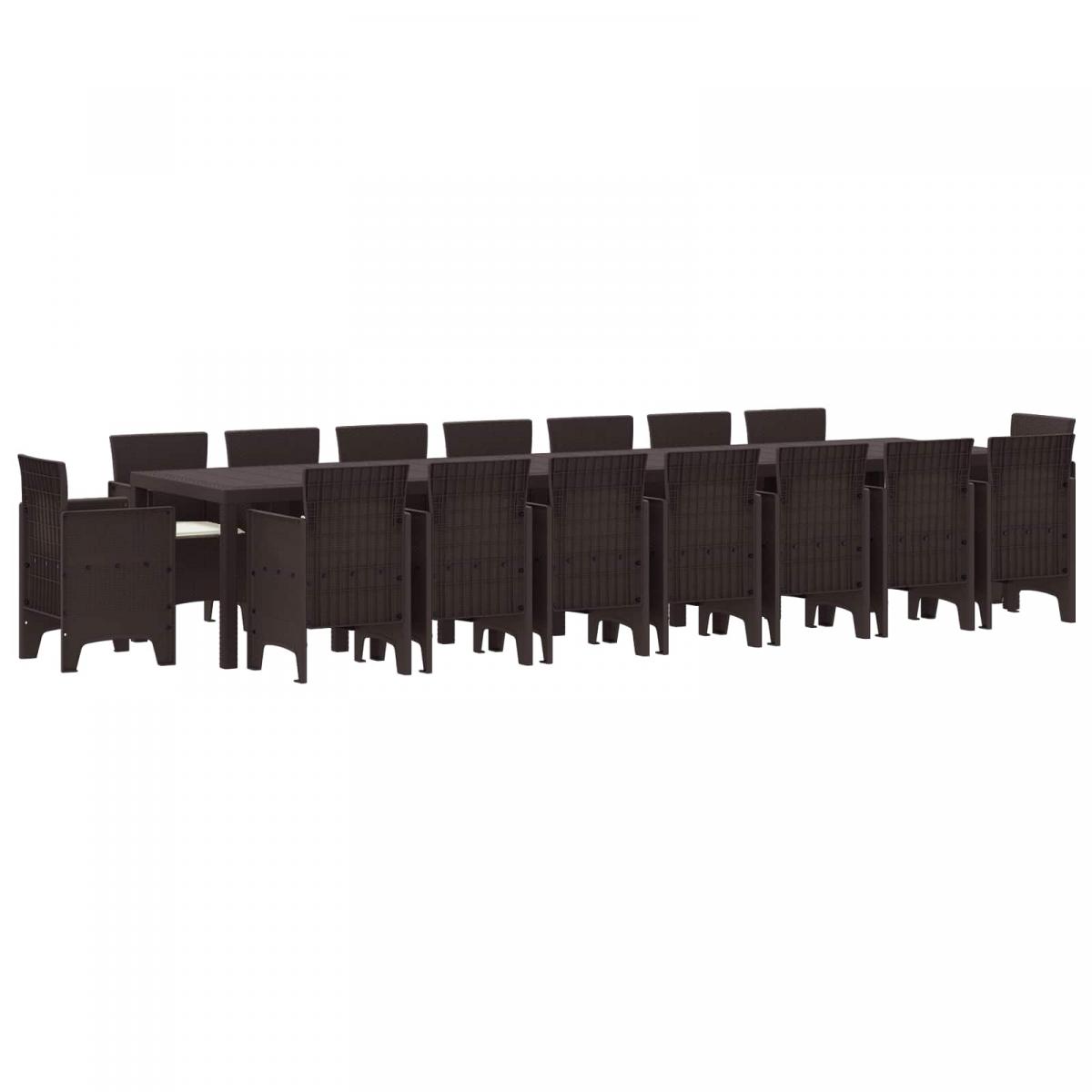 Conjunto de comedor de jardín con cojines 17 uds. PP
