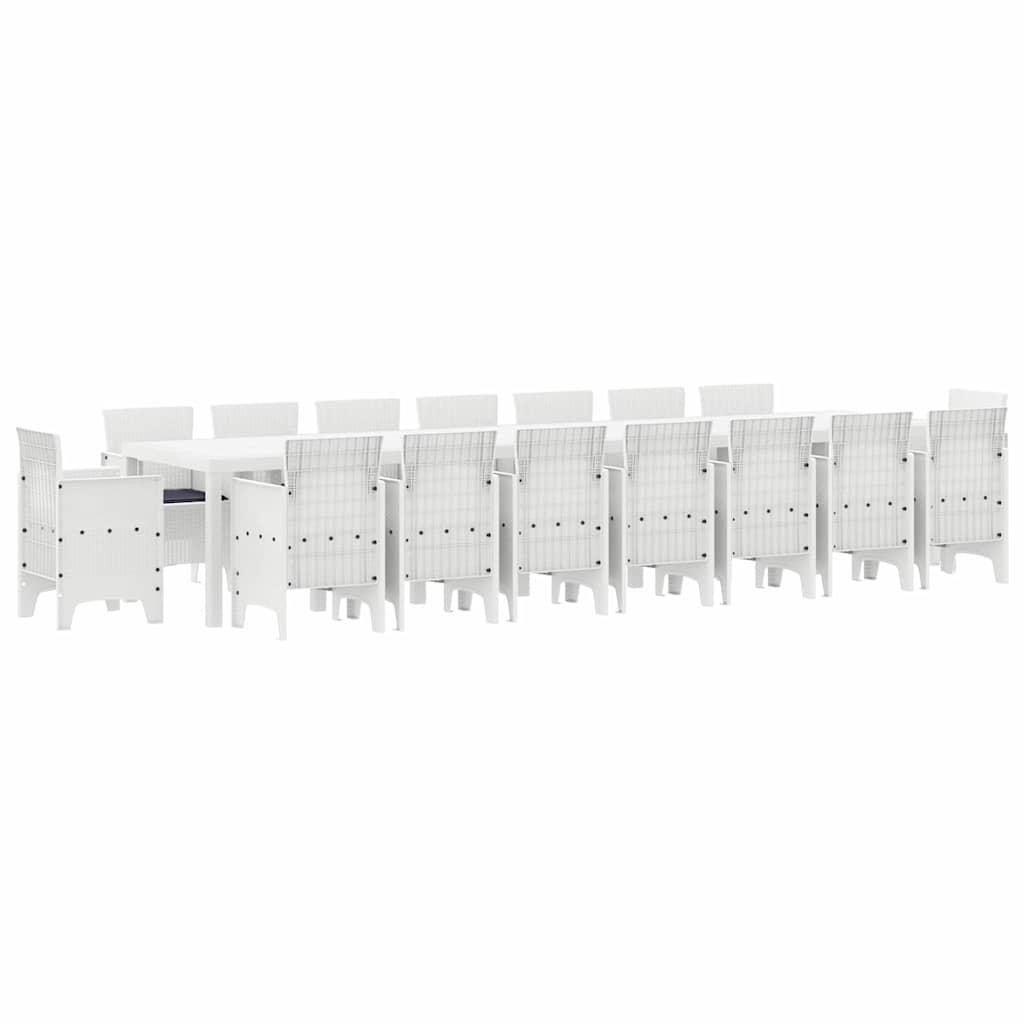 Conjunto de comedor de jardín con cojines 17 uds. PP