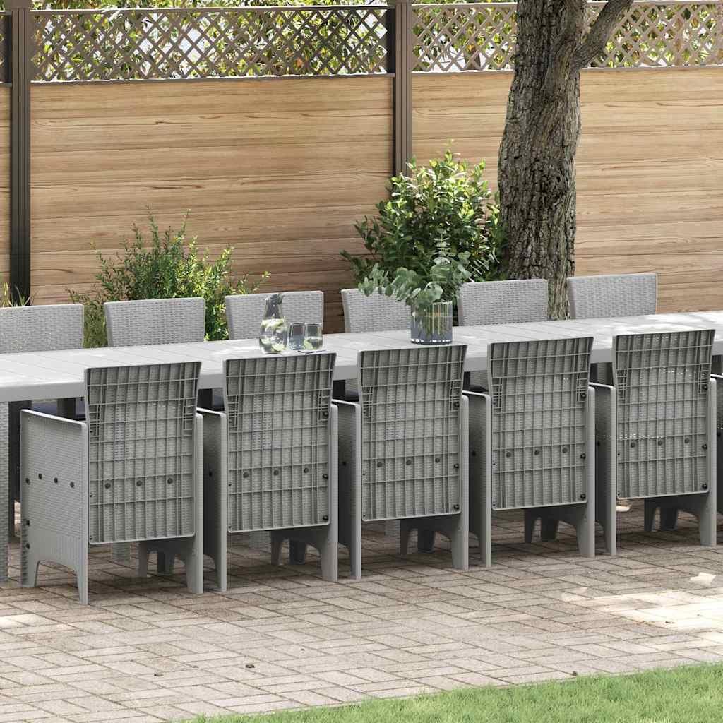 Conjunto de comedor de jardín con cojines 17 uds. PP