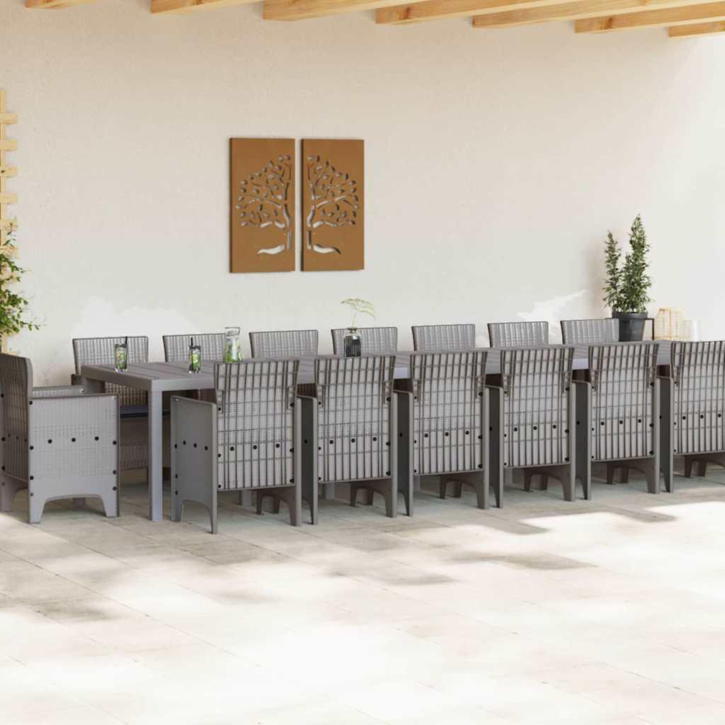 Conjunto de comedor de jardín con cojines 17 uds. PP