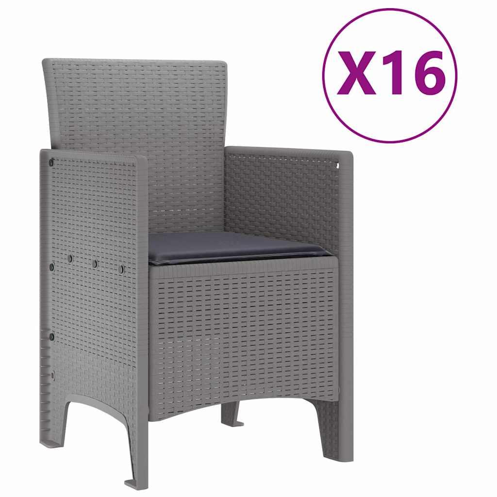 Conjunto de comedor de jardín con cojines 17 uds. PP