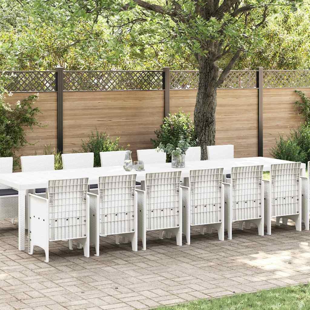 Conjunto de comedor de jardín con cojines 15 uds. PP