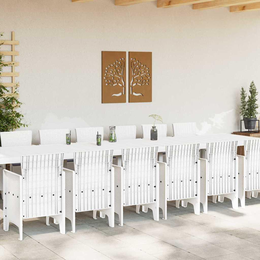 Conjunto de comedor de jardín con cojines 15 uds. PP