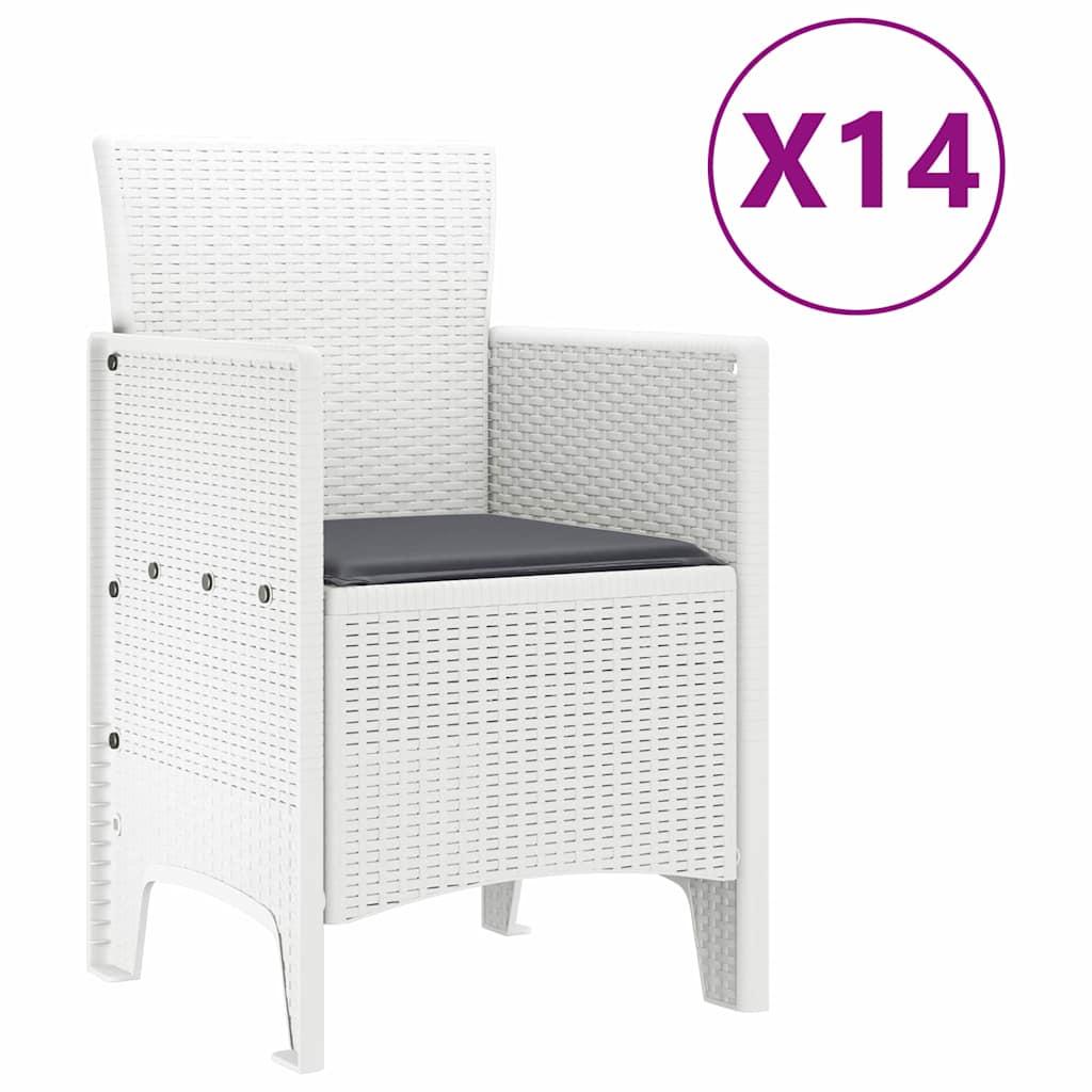Conjunto de comedor de jardín con cojines 15 uds. PP