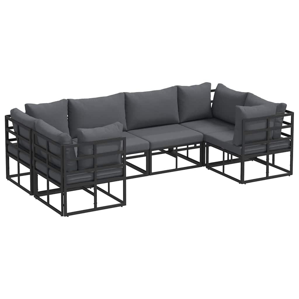 Conjunto de sofás de jardín 6 uds. Negro Aluminio
