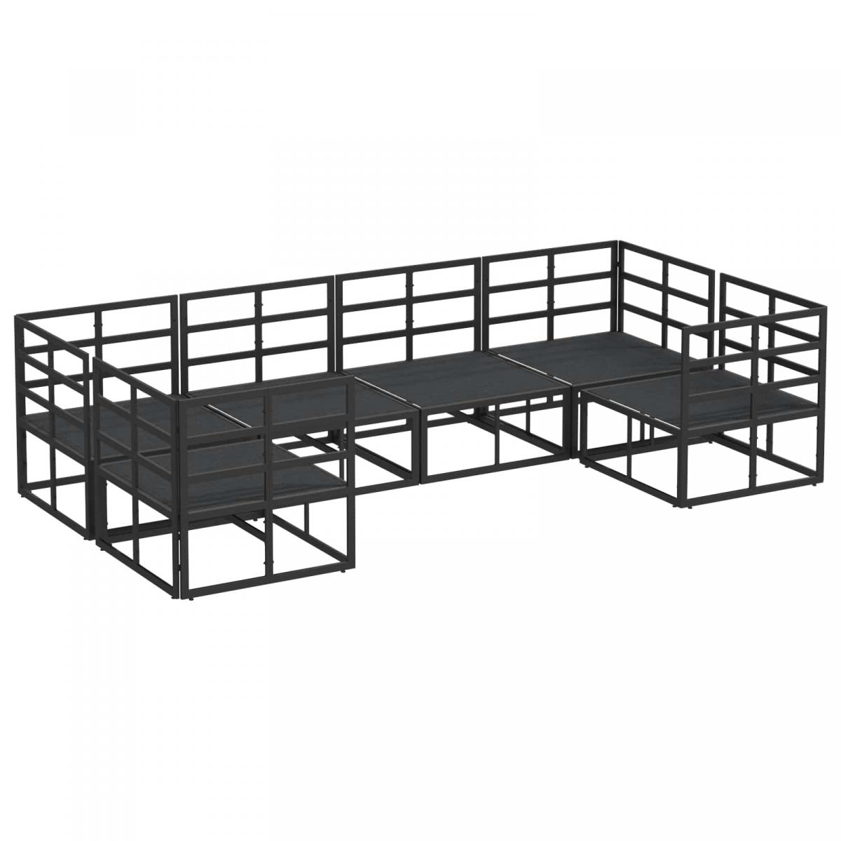 Conjunto de sofás de jardín 6 uds. Negro Aluminio