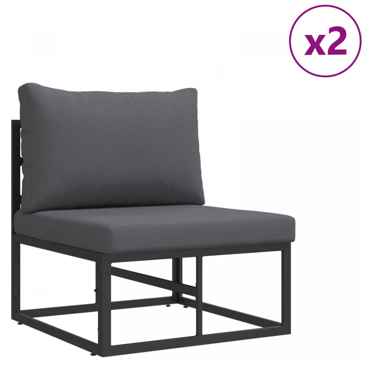Conjunto de sofás de jardín 7 uds. Negro Aluminio