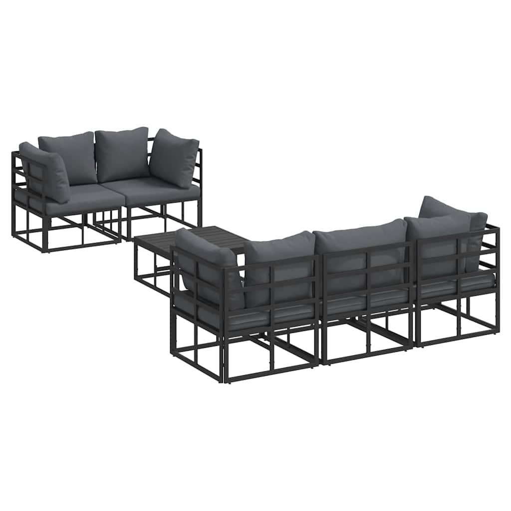 Conjunto de sofás de jardín 6 uds. Negro Acero