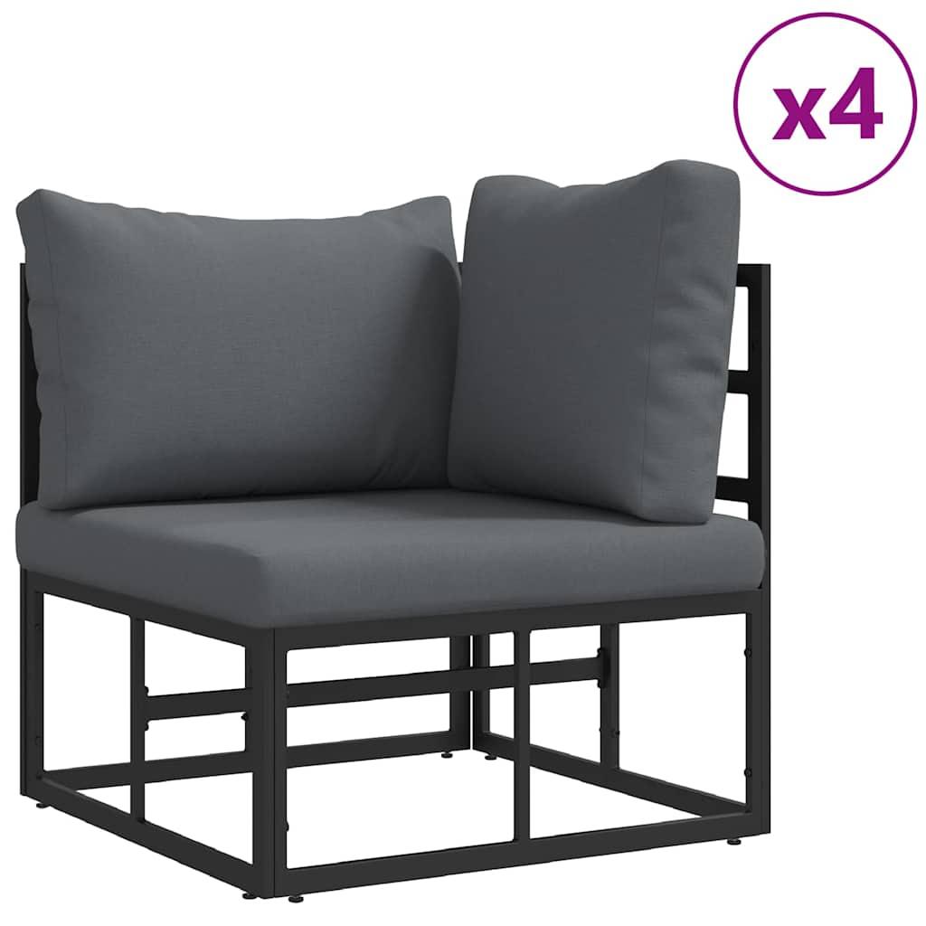 Conjunto de sofás de jardín 6 uds. Negro Acero