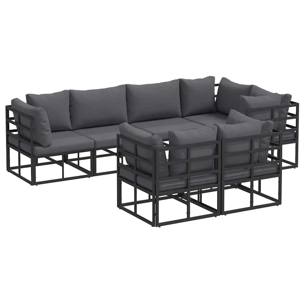 Conjunto de sofás de jardín 7 uds. Negro Acero