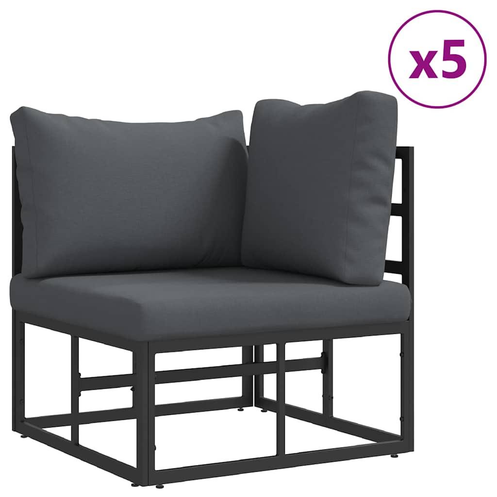 Conjunto de sofás de jardín 7 uds. Negro Acero