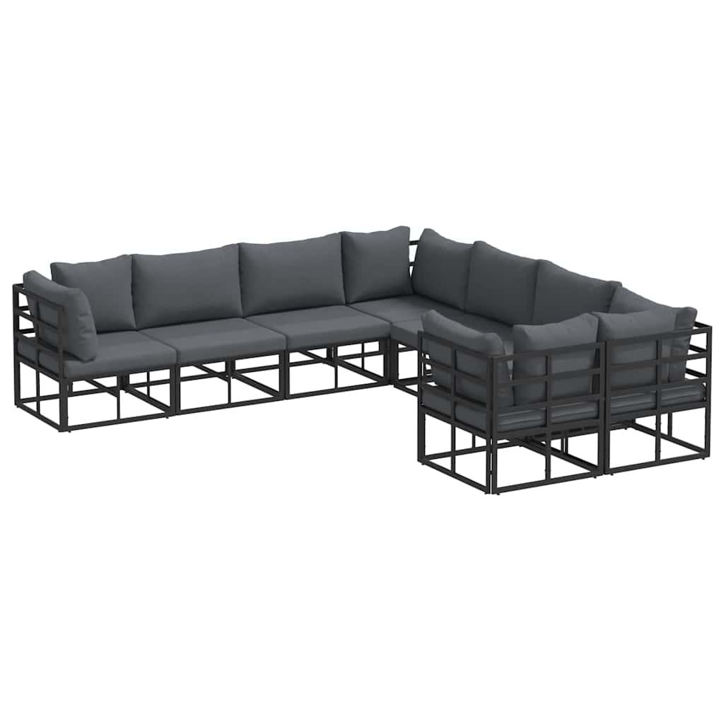Conjunto de sofás de jardín 8 uds. Negro Acero