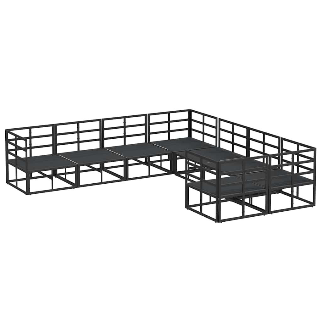 Conjunto de sofás de jardín 8 uds. Negro Acero