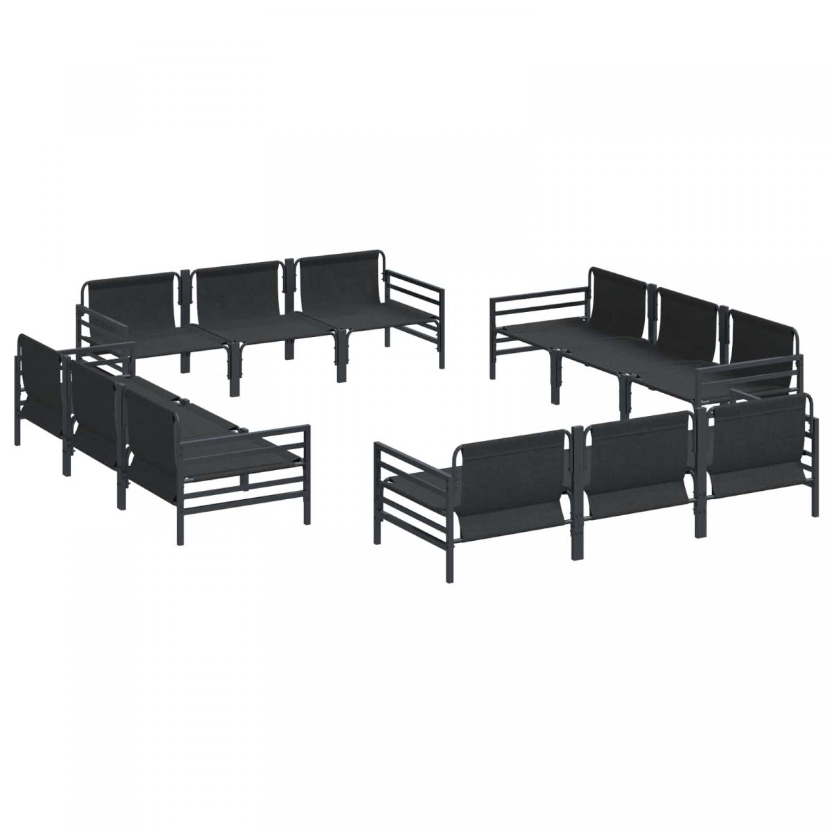 Conjunto de sofás de jardín 12 uds. Negro Acero