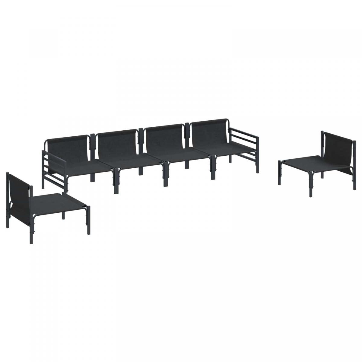 Conjunto de sofás de jardín 6 uds. Negro Acero