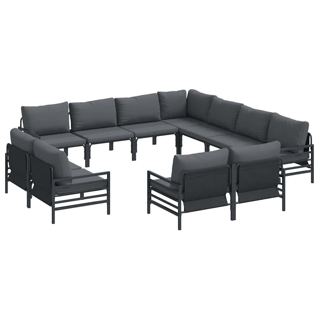 Conjunto de sofás de jardín 11 uds. Negro Acero