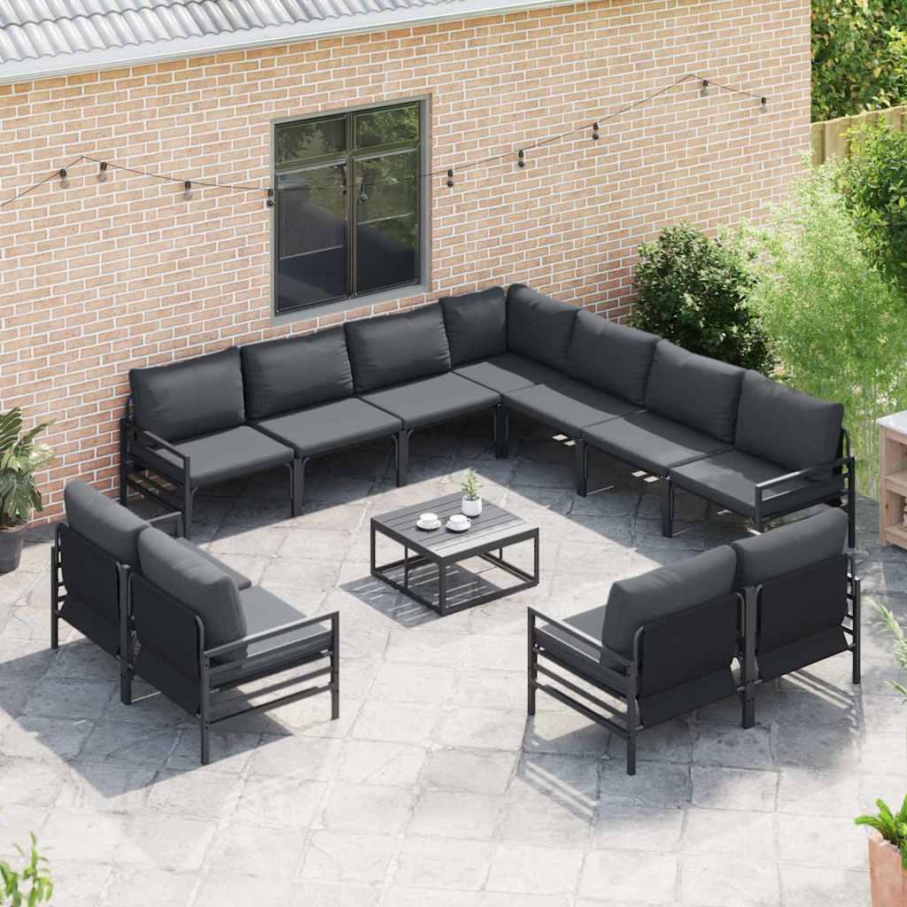 Conjunto de sofás de jardín 11 uds. Negro Acero