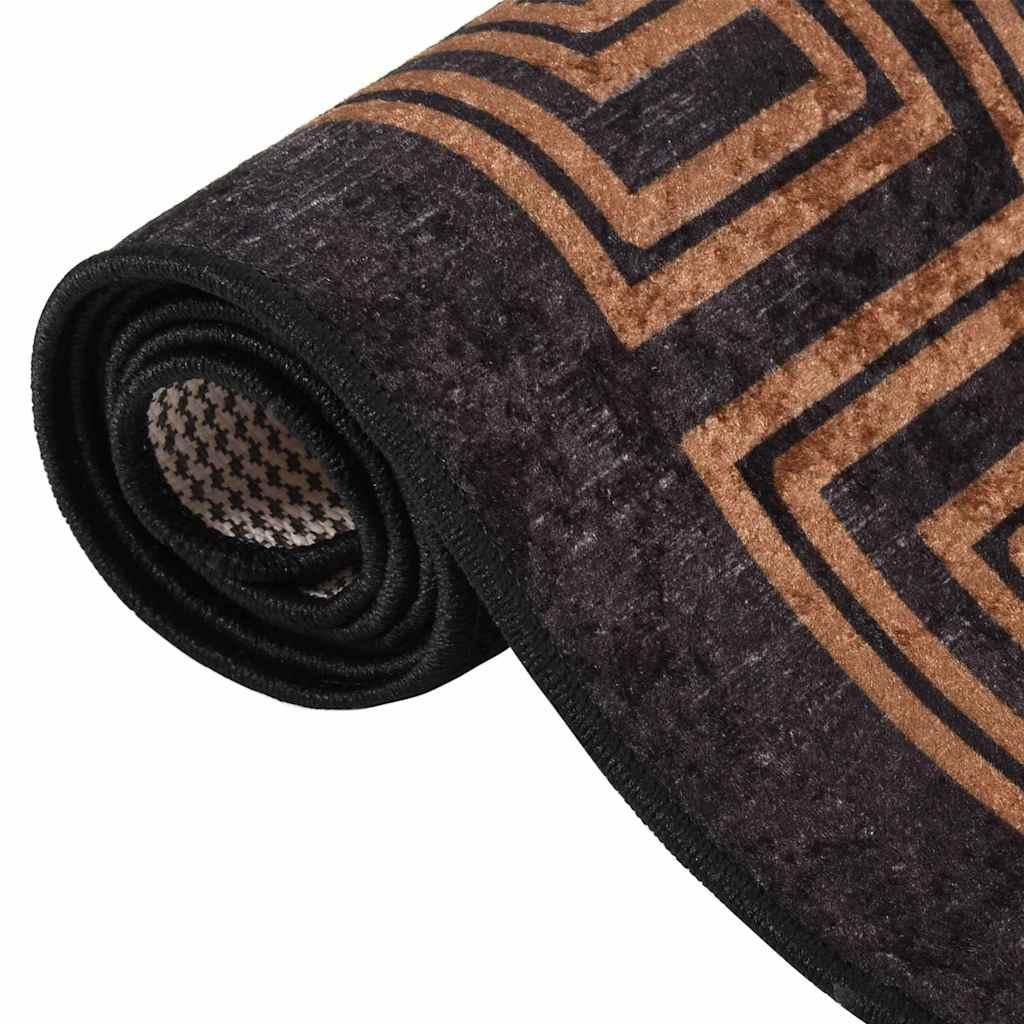 Alfombra lavable negro y dorado 190x300 cm