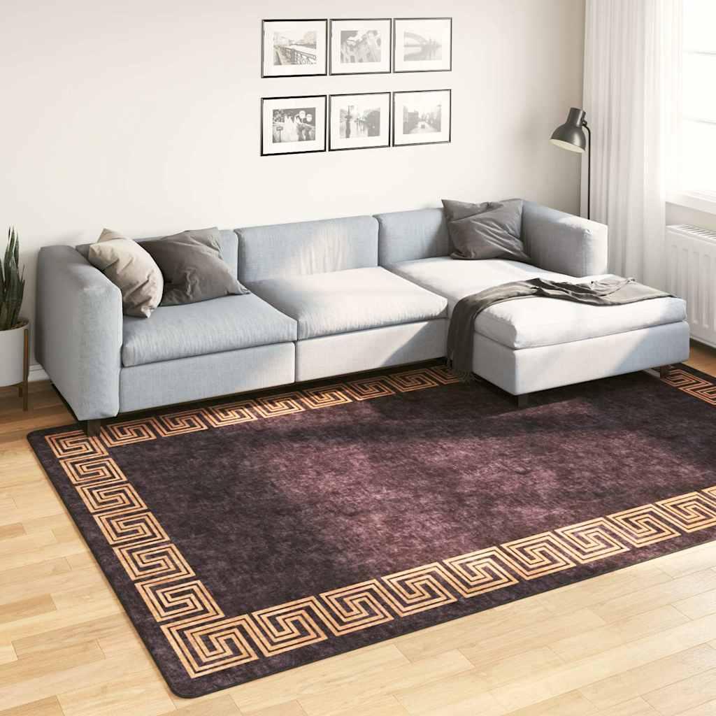 Alfombra lavable negro y dorado 190x300 cm