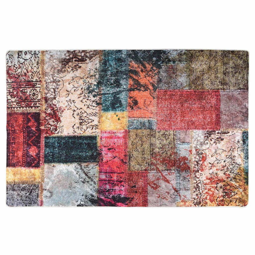 Alfombra lavable patchwork negro y gris 80x300 cm