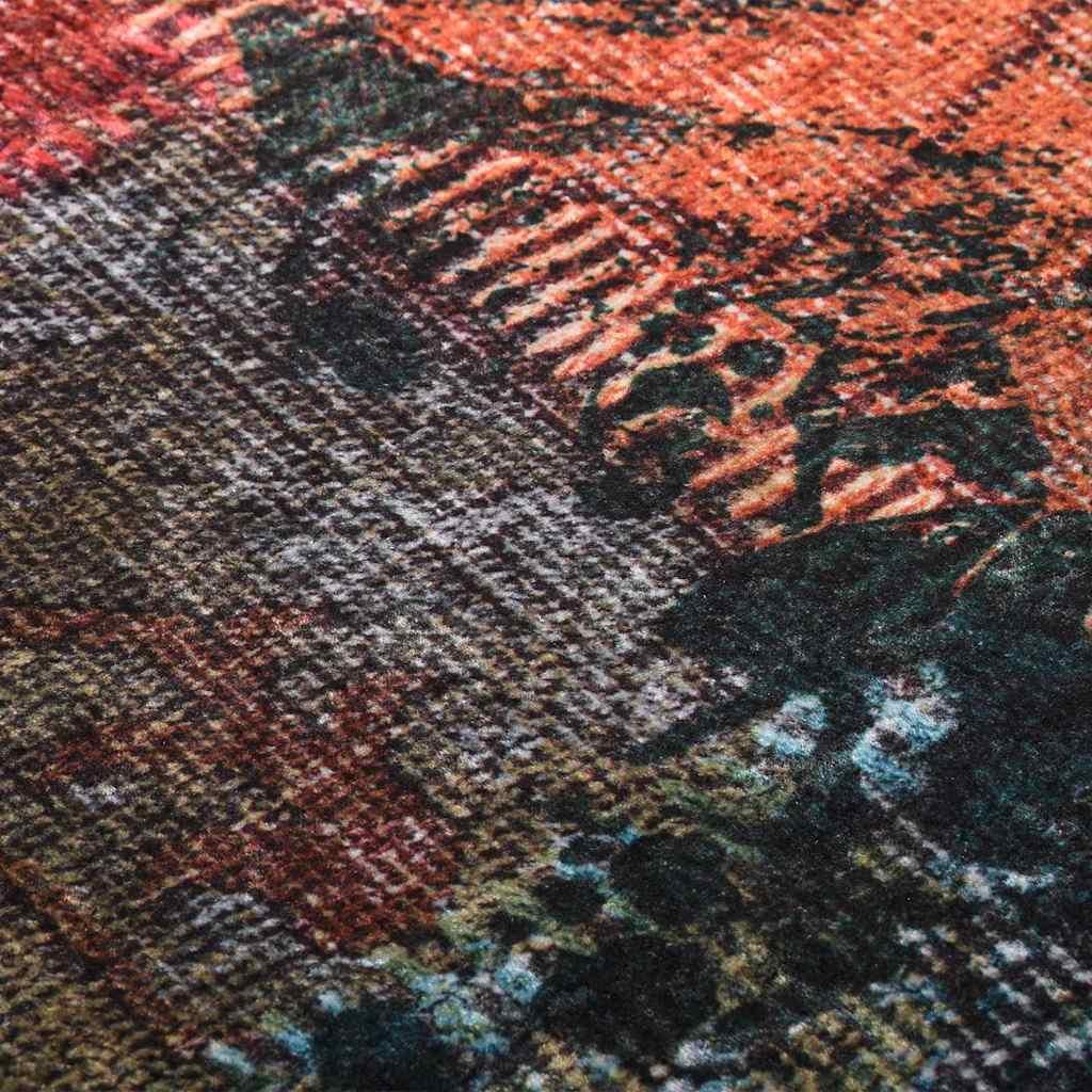 Alfombra lavable patchwork negro y gris 80x300 cm