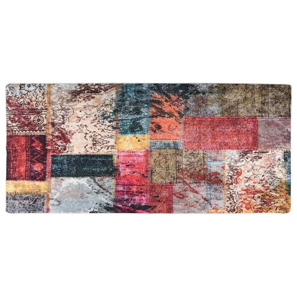 Alfombra lavable patchwork negro y gris 80x300 cm
