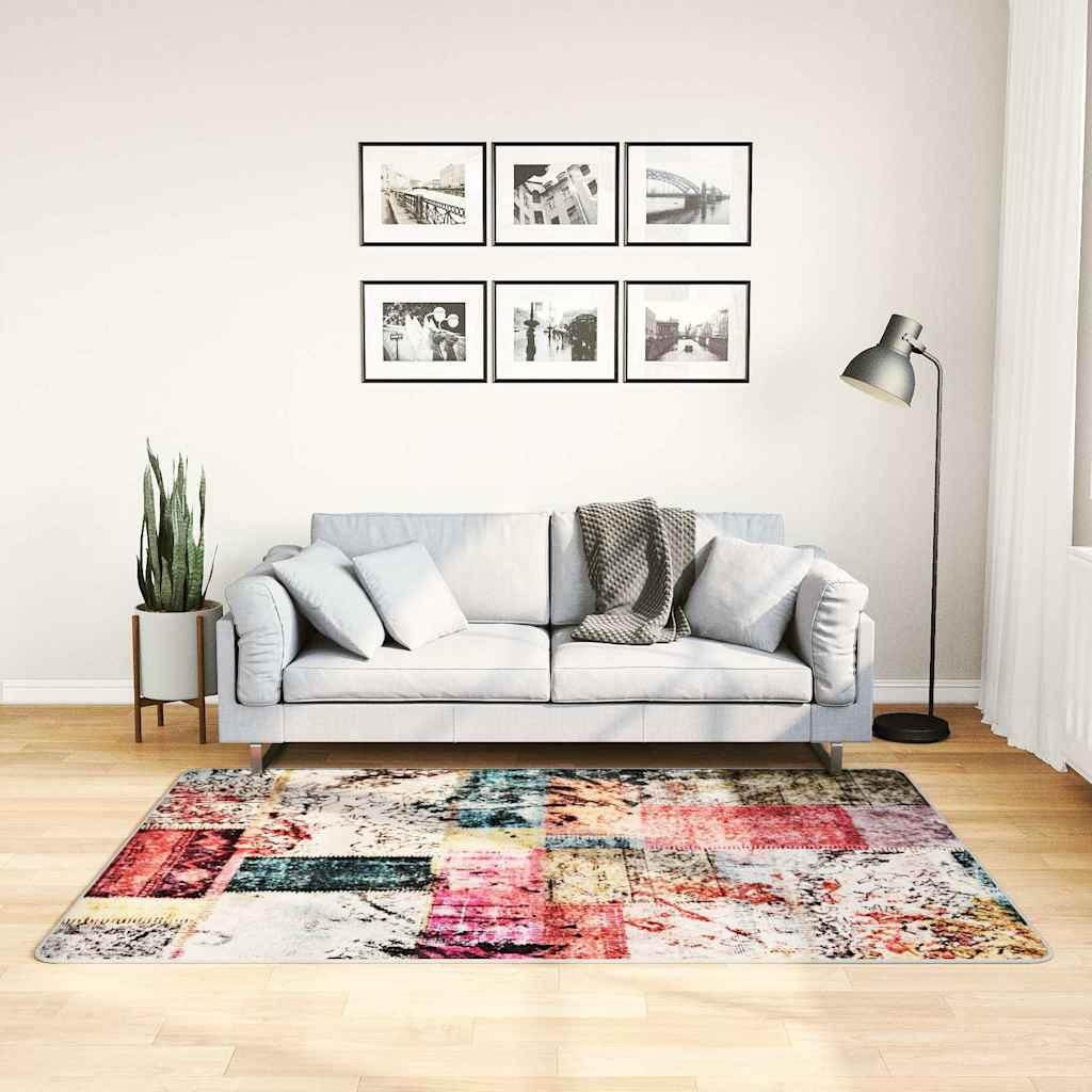 Alfombra lavable patchwork negro y gris 80x300 cm