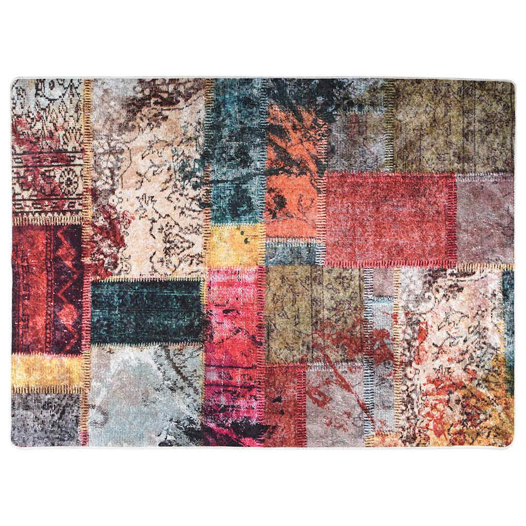 Alfombra lavable patchwork negro y gris 80x300 cm