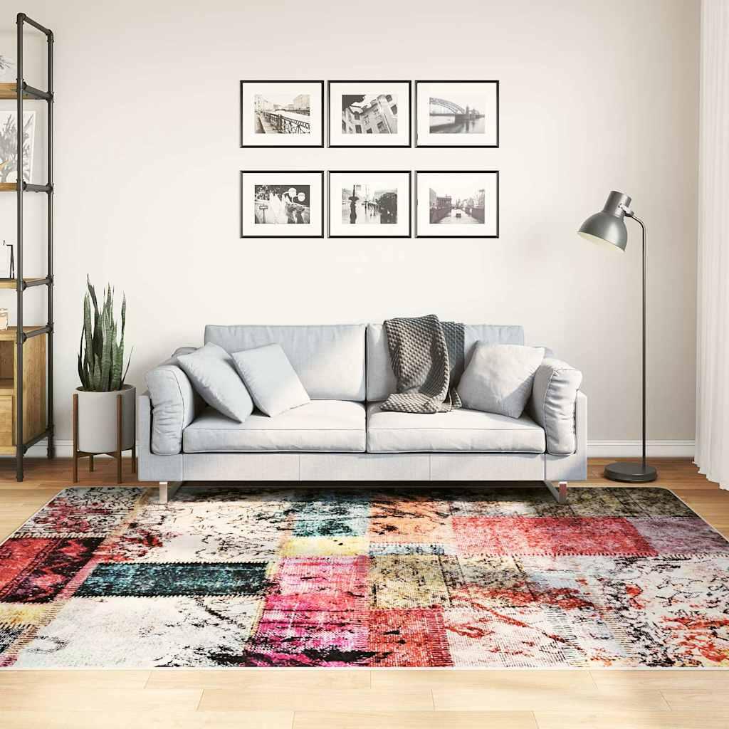 Alfombra lavable patchwork negro y gris 80x300 cm