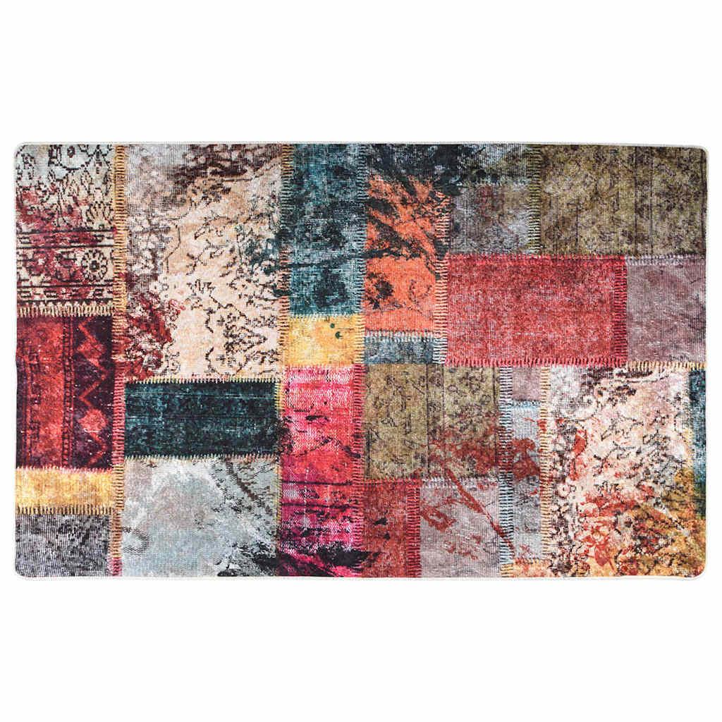 Alfombra lavable patchwork negro y gris 80x300 cm
