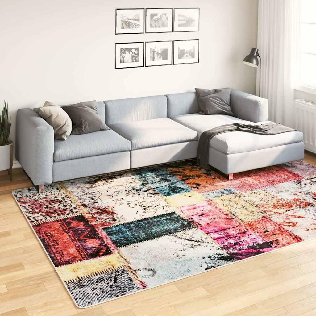 Alfombra lavable patchwork negro y gris 80x300 cm
