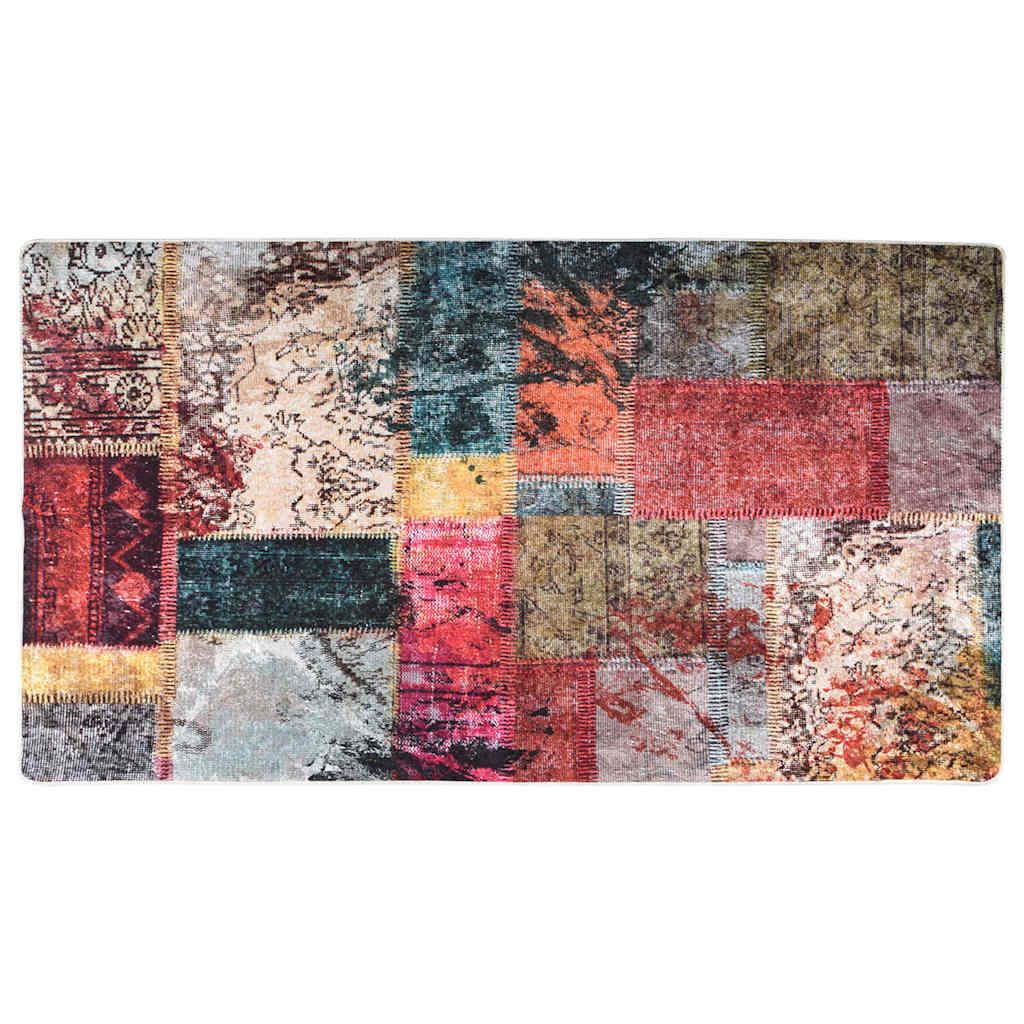 Alfombra lavable patchwork negro y gris 80x300 cm