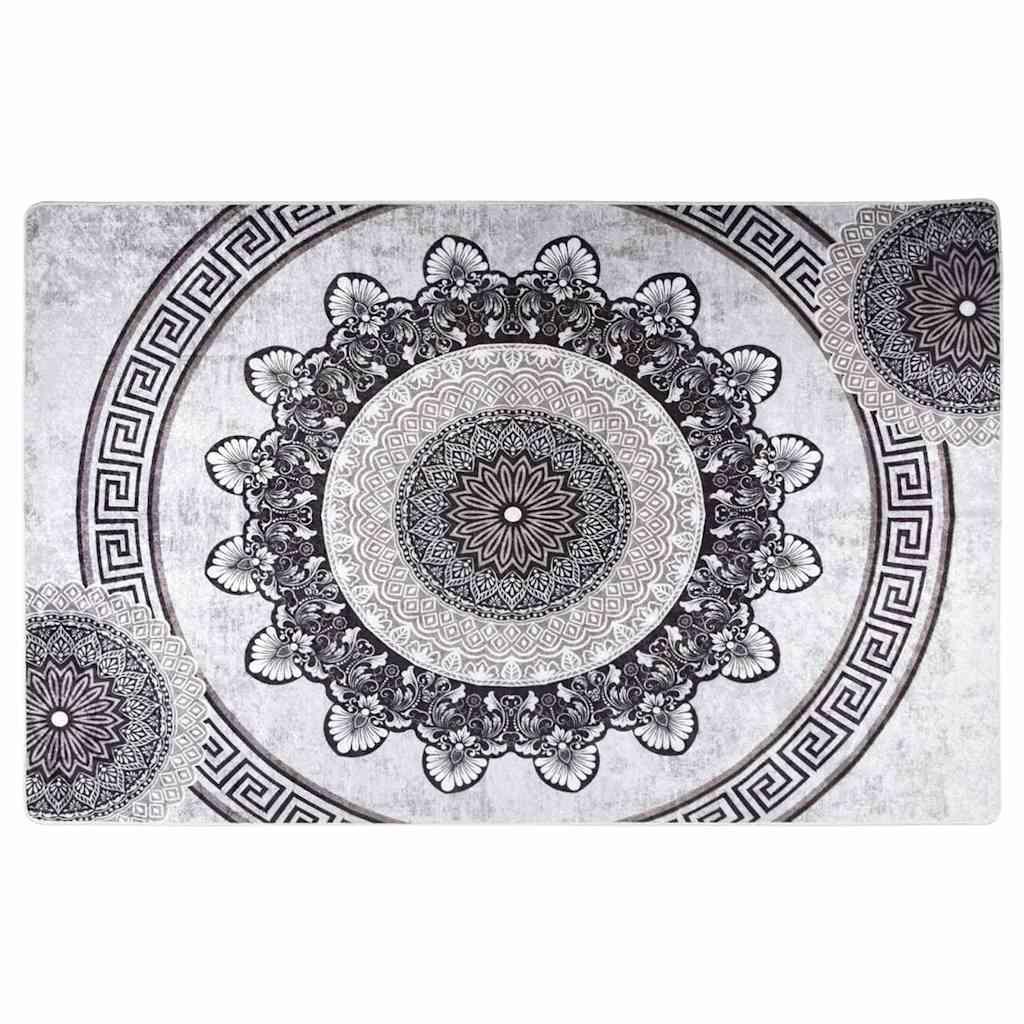 Alfombra lavable patchwork negro y gris 80x300 cm