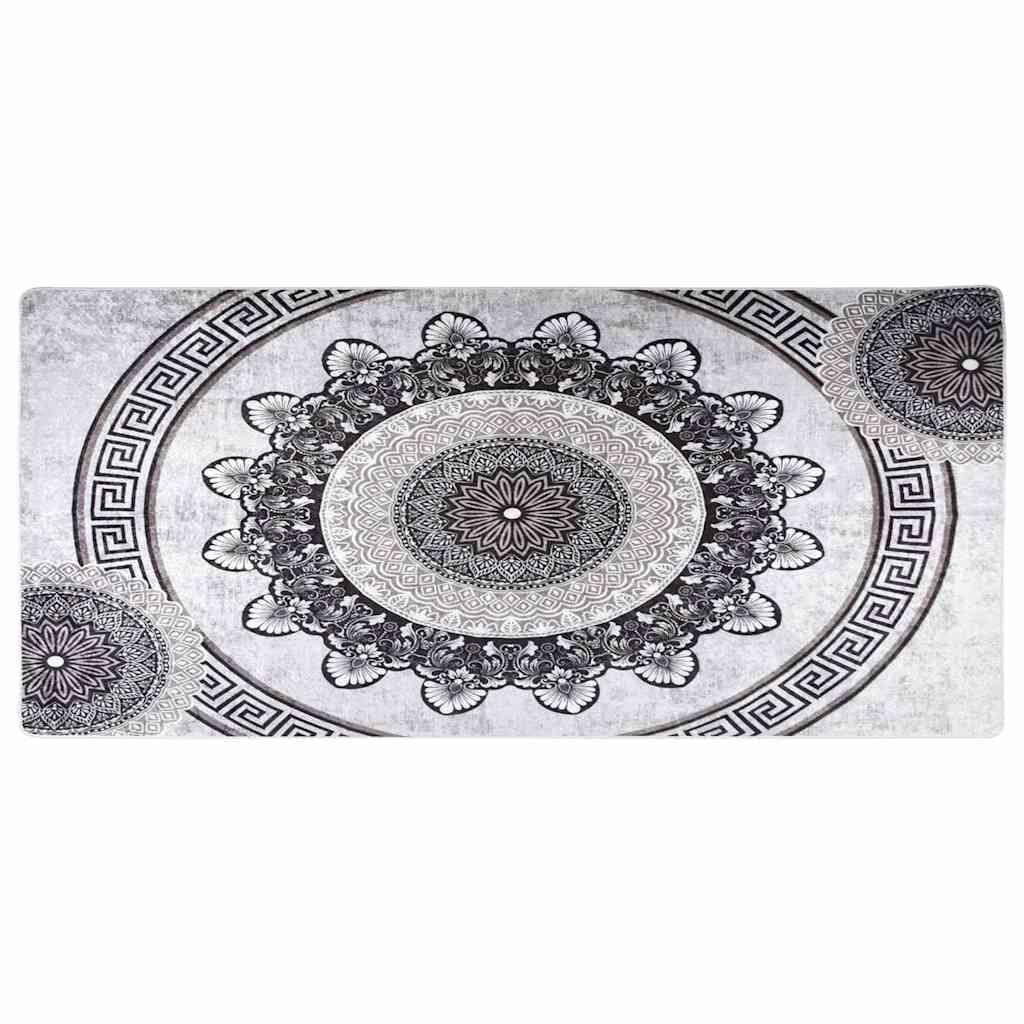 Alfombra lavable patchwork negro y gris 80x300 cm