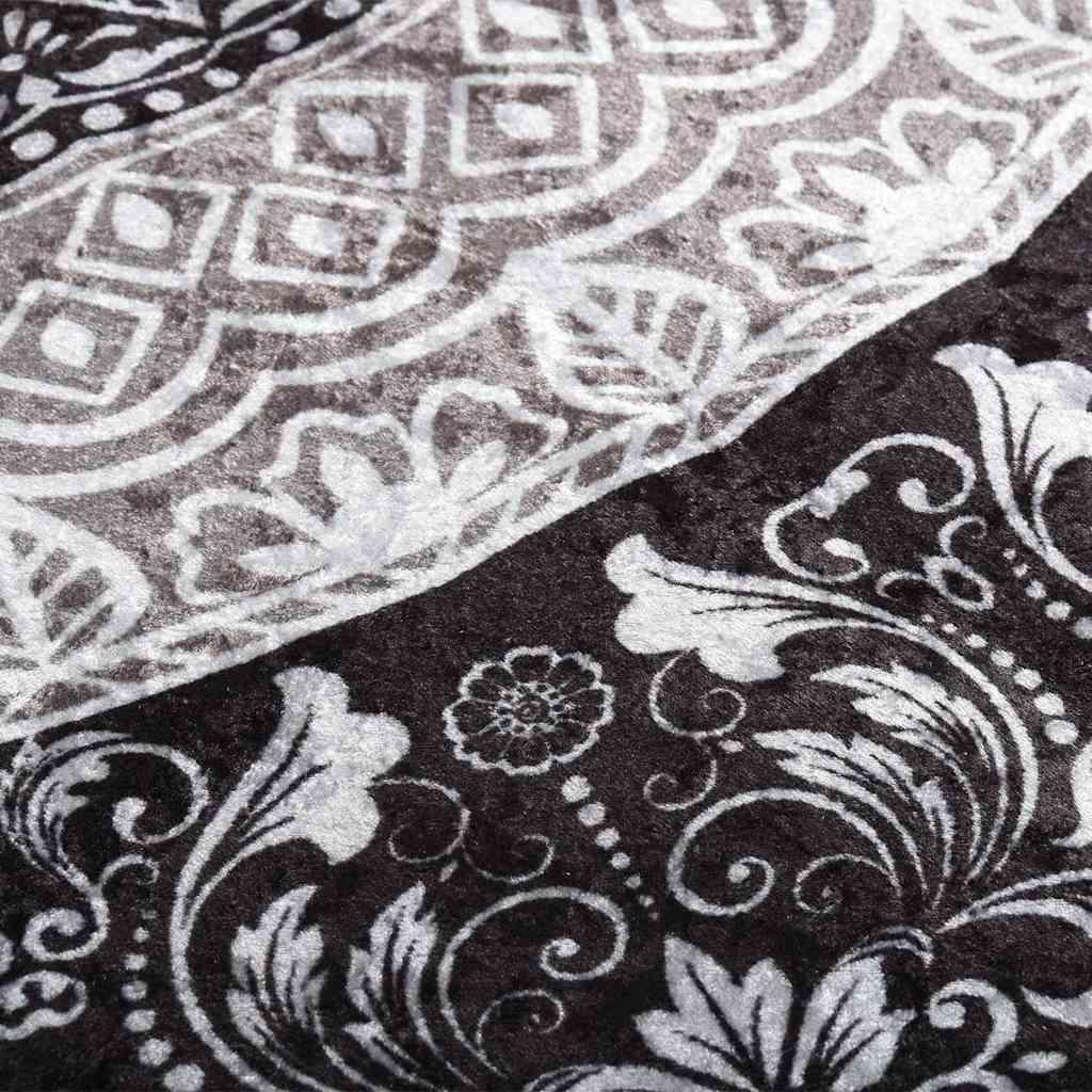 Alfombra lavable patchwork negro y gris 80x300 cm