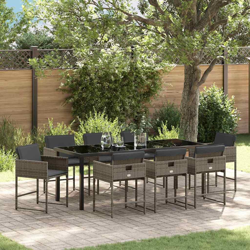 Conjunto de Comedor de Jardín 9 uds. ratán sintético