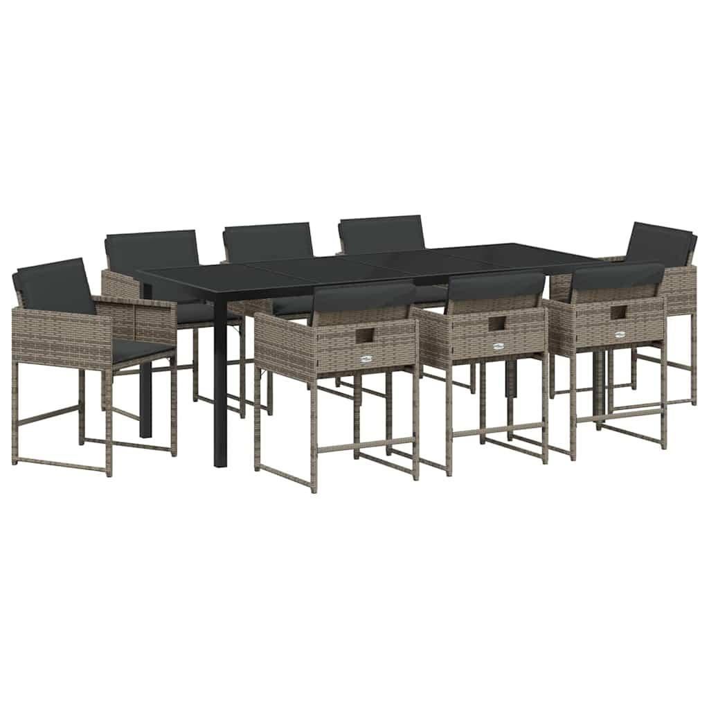 Conjunto de Comedor de Jardín 9 uds. ratán sintético