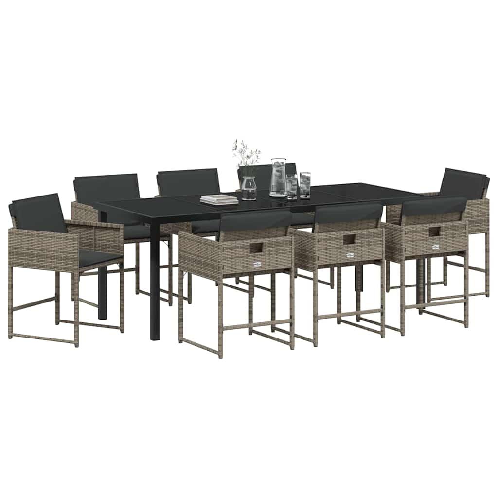 Conjunto de Comedor de Jardín 9 uds. ratán sintético