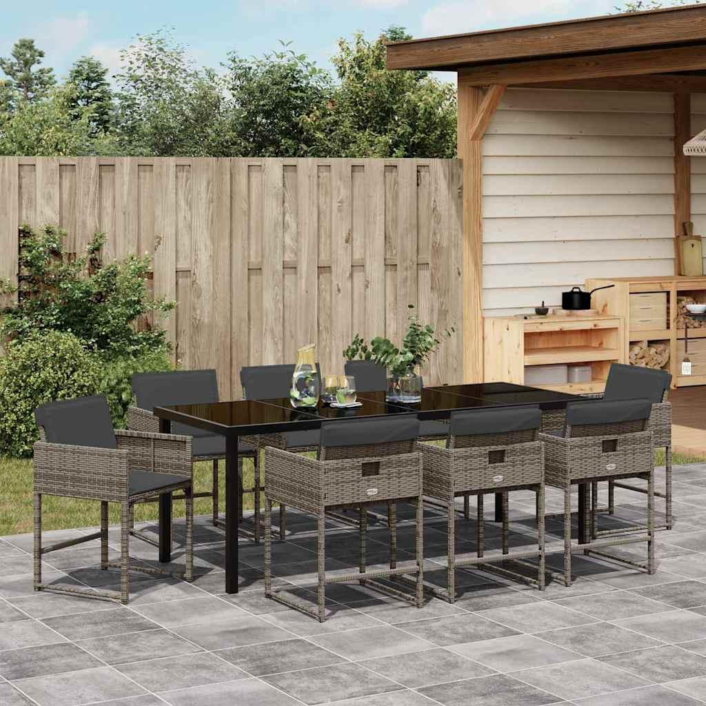 Conjunto de Comedor de Jardín 9 uds. ratán sintético