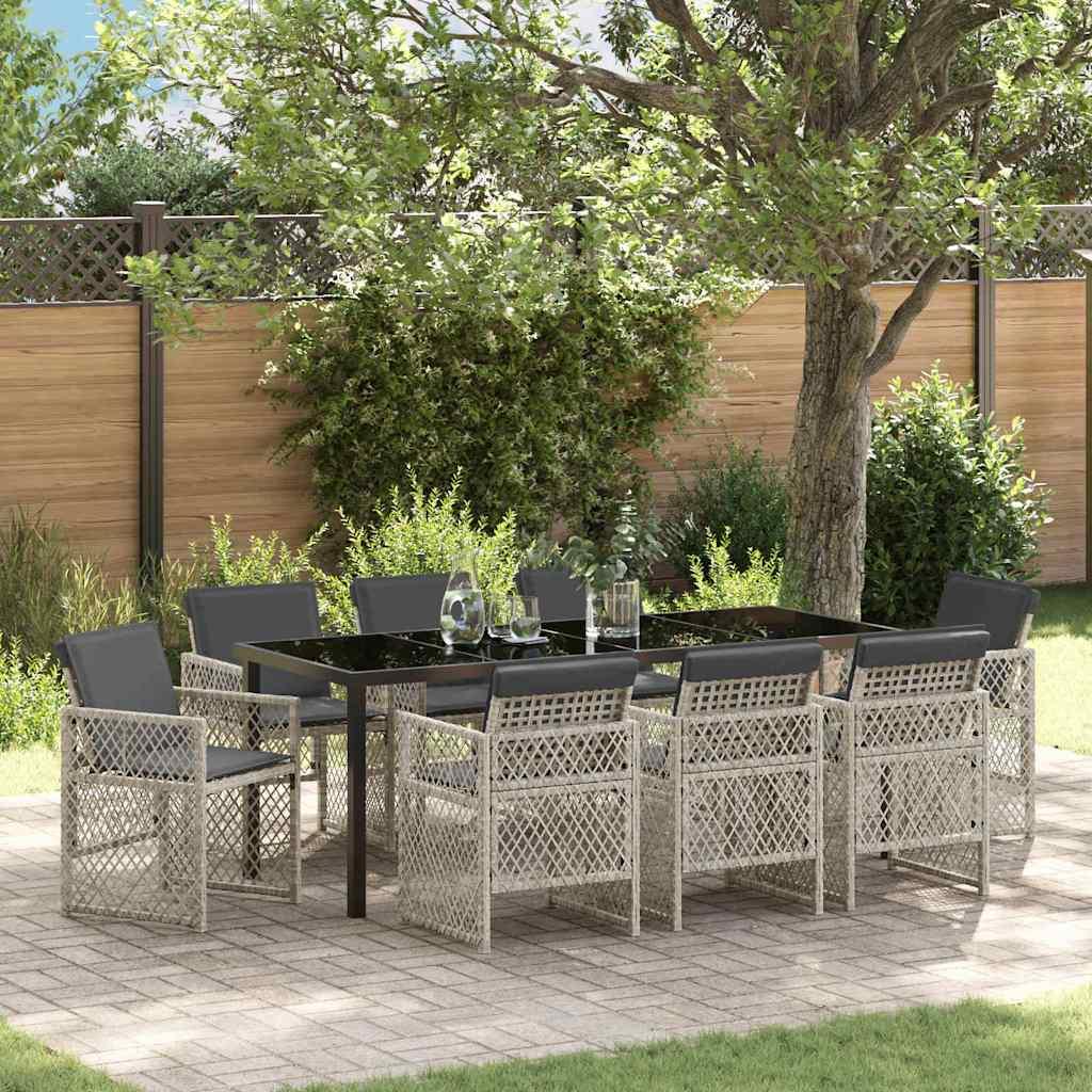 Conjunto de Comedor de Jardín 9 uds. ratán sintético